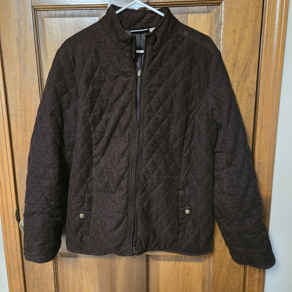 Croft & Barrow Quilted Brown Jacket PTP=21.5"